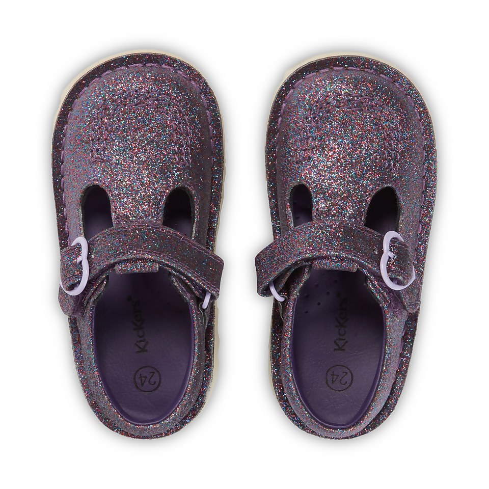 Infant Girls Kick T Bar Glitter Textile Purple
