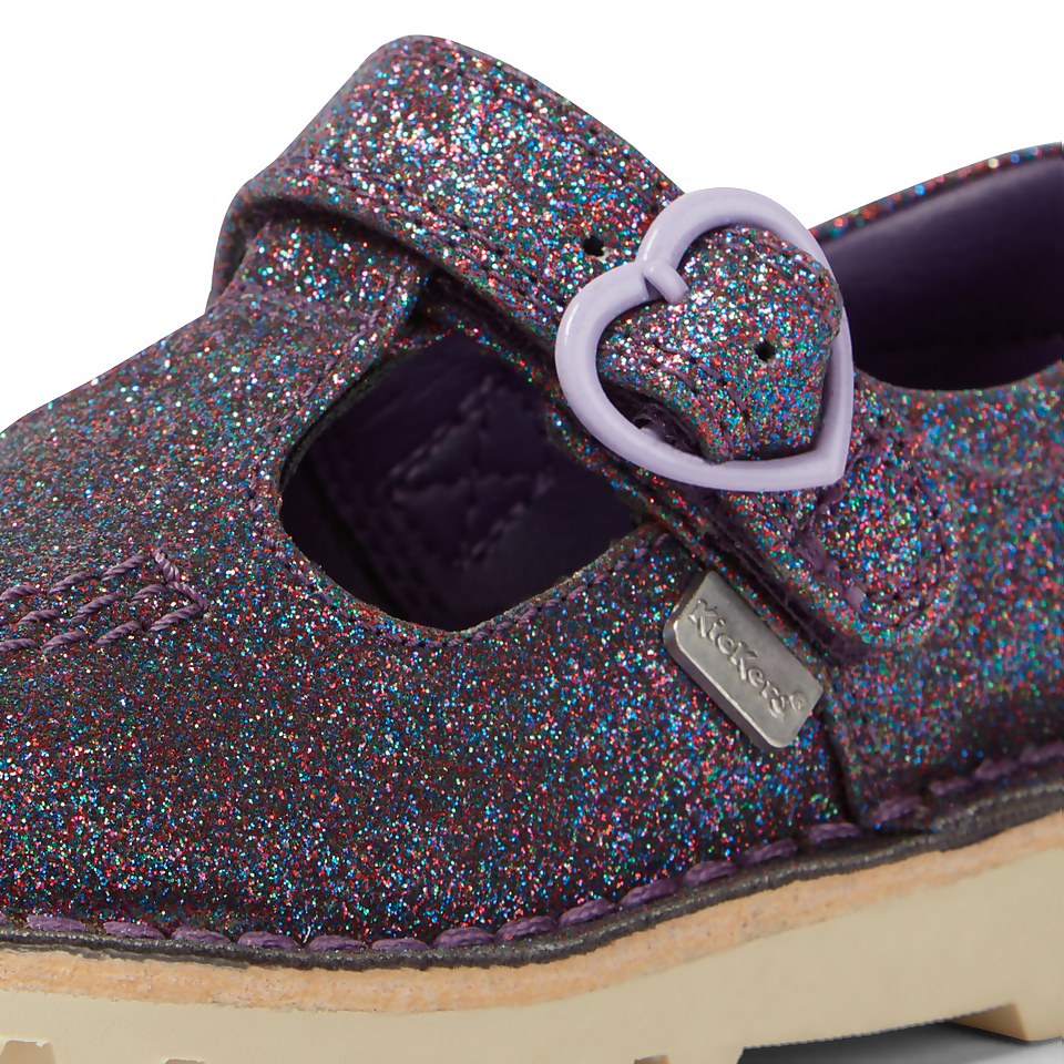 Infant Girls Kick T Bar Glitter Textile Purple