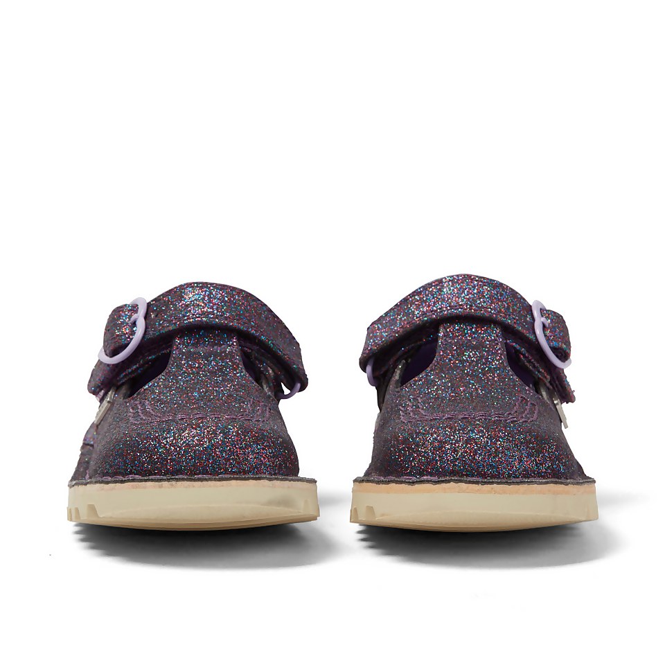 Infant Girls Kick T Bar Glitter Textile Purple