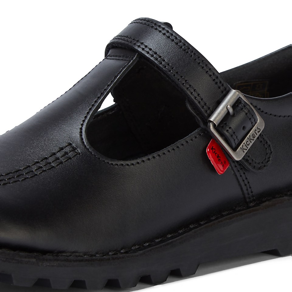 Youth Womens Kick T Bar Vel Leather Black