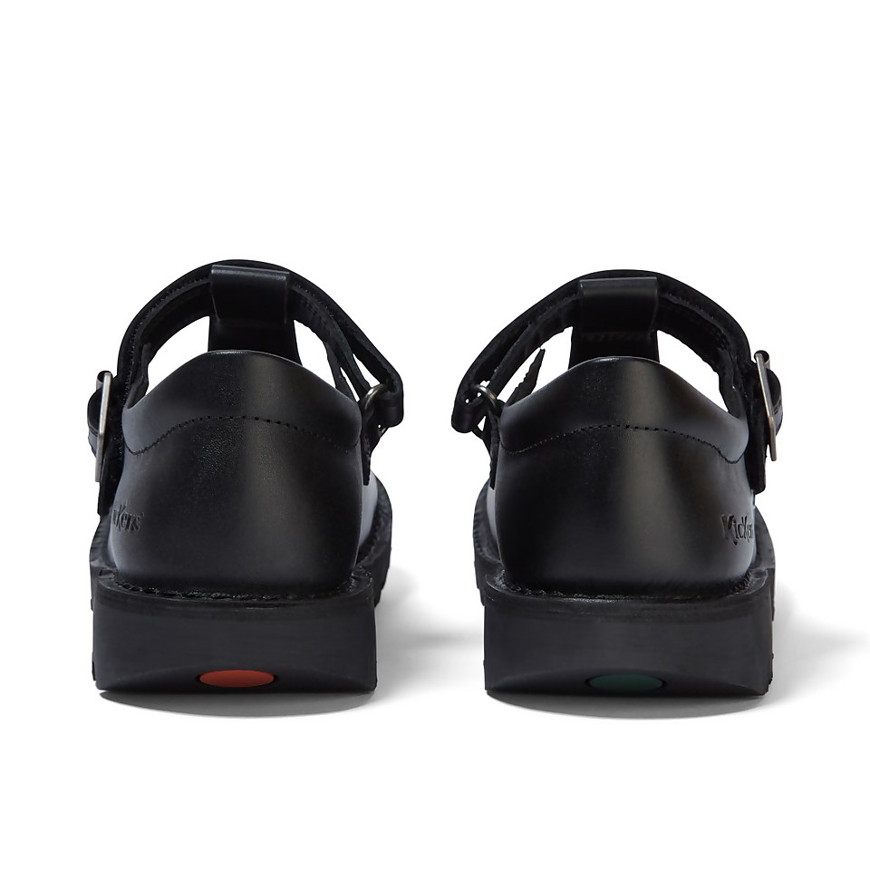 Youth Womens Kick T Bar Vel Leather Black
