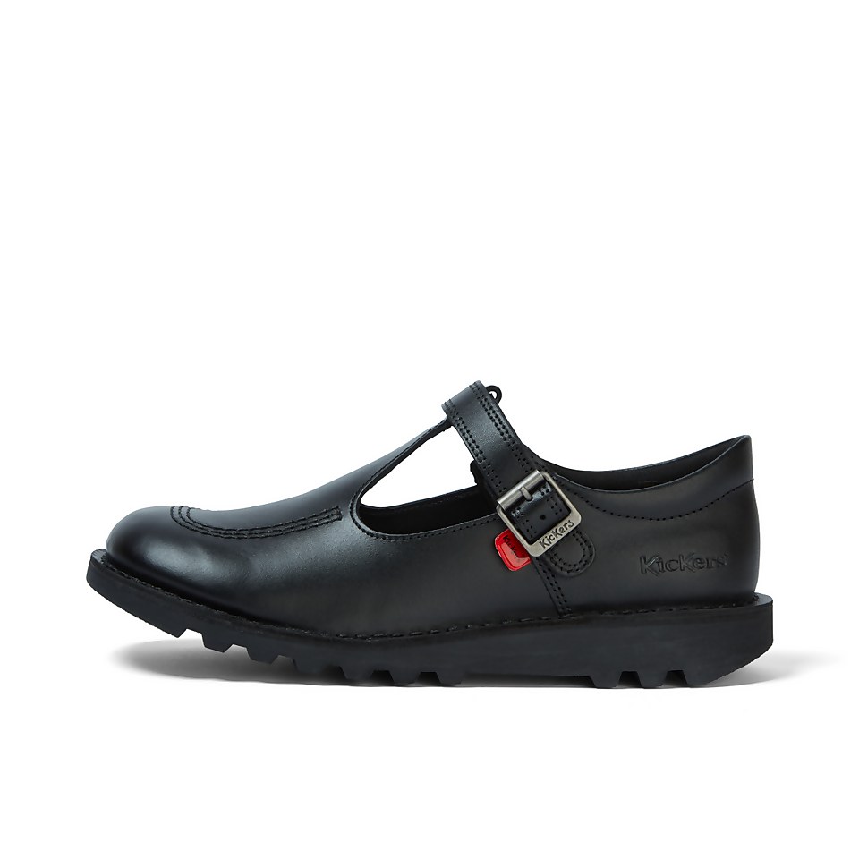 Youth Womens Kick T Bar Vel Leather Black