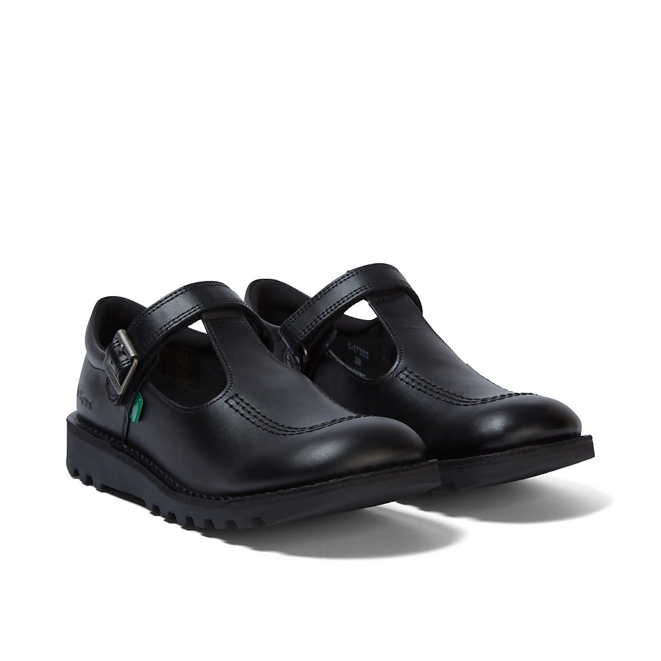 Youth Womens Kick T Bar Vel Leather Black
