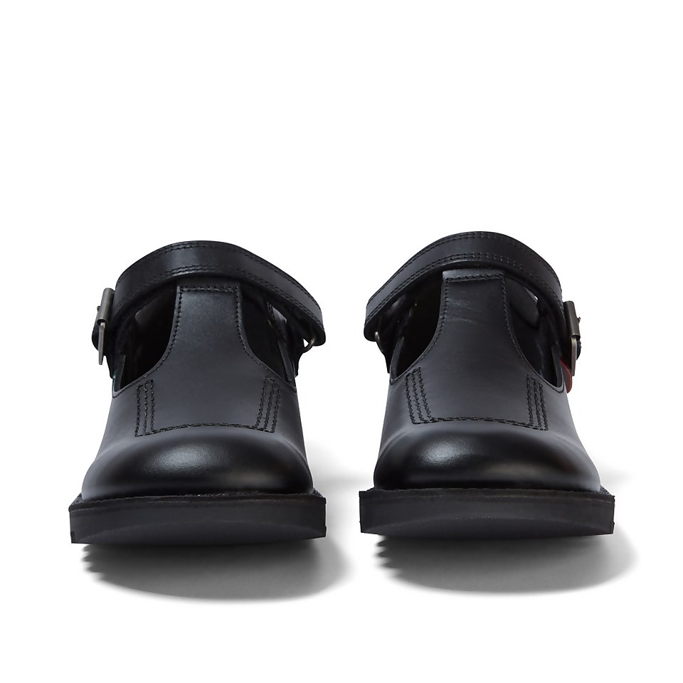 Youth Womens Kick T Bar Vel Leather Black