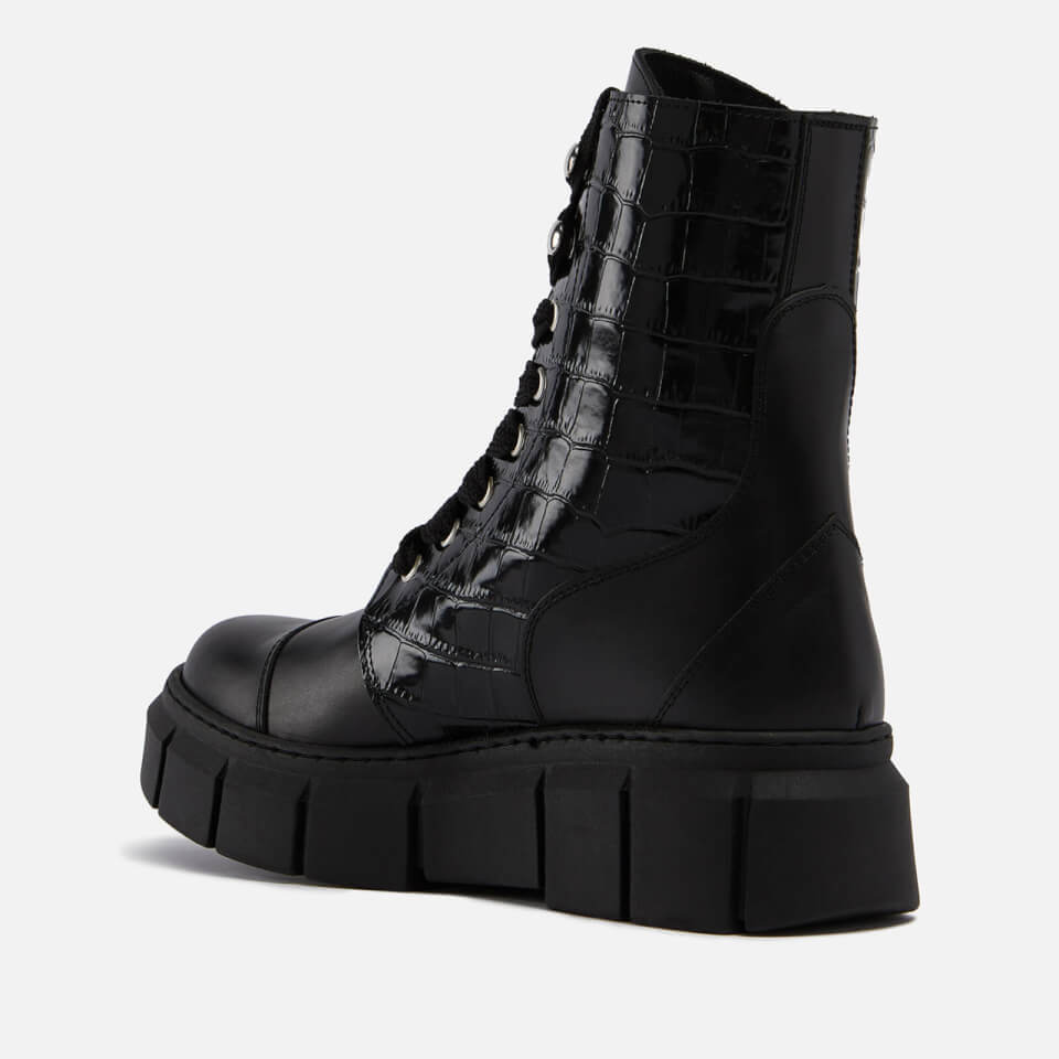 ALOHAS Can Can Croc-Effect and Smooth Leather Boots