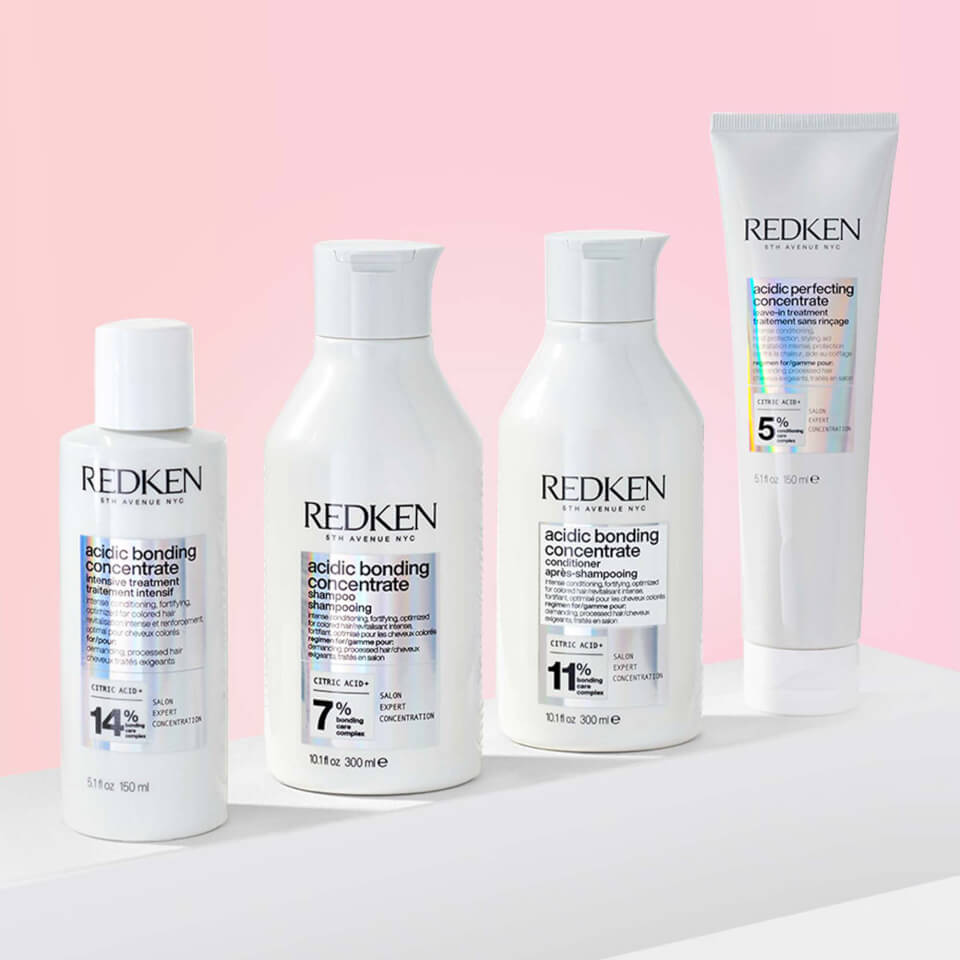 Redken Acidic Bonding Concentrate Intensive Pre-Treatment, Shampoo, Conditioner and Leave-in Treatment Bond Repair Bundle