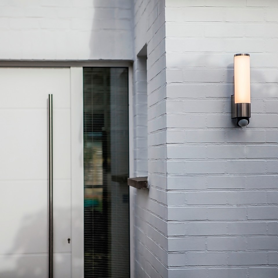 Lutec Leda LED Outdoor Wall Light with PIR Motion Sensor - Stainless Steel