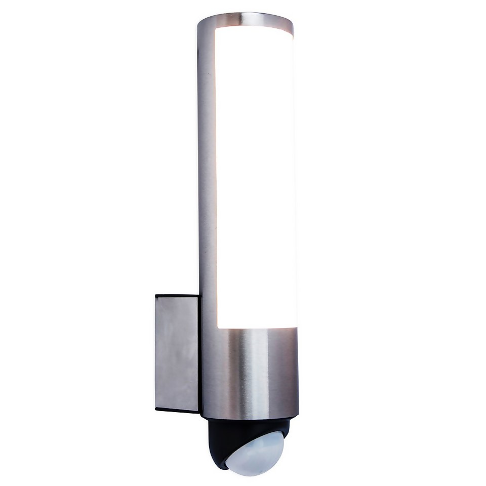 Lutec Leda LED Outdoor Wall Light with PIR Motion Sensor - Stainless Steel