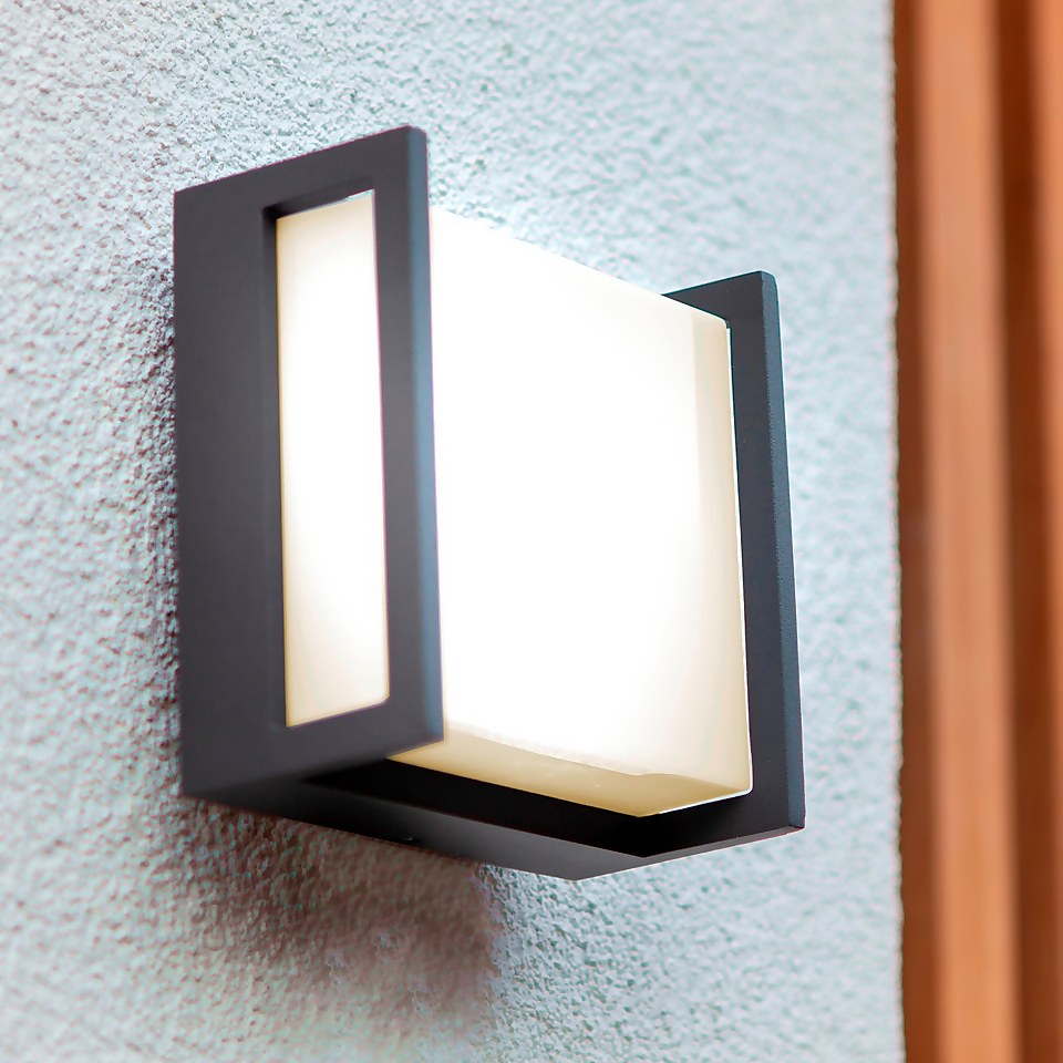 Lutec Qubo LED Square Outdoor Wall Light - Anthracite