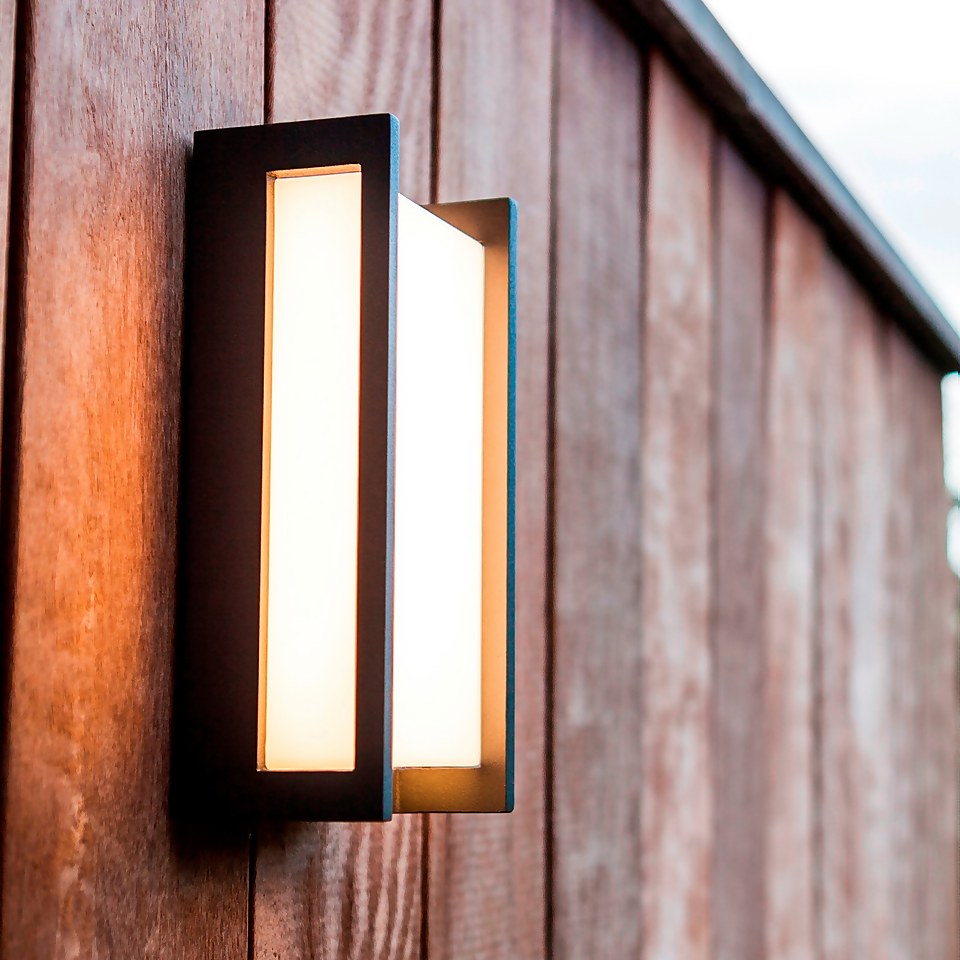 Lutec Qubo LED Rectangle Outdoor Wall Light - Anthracite