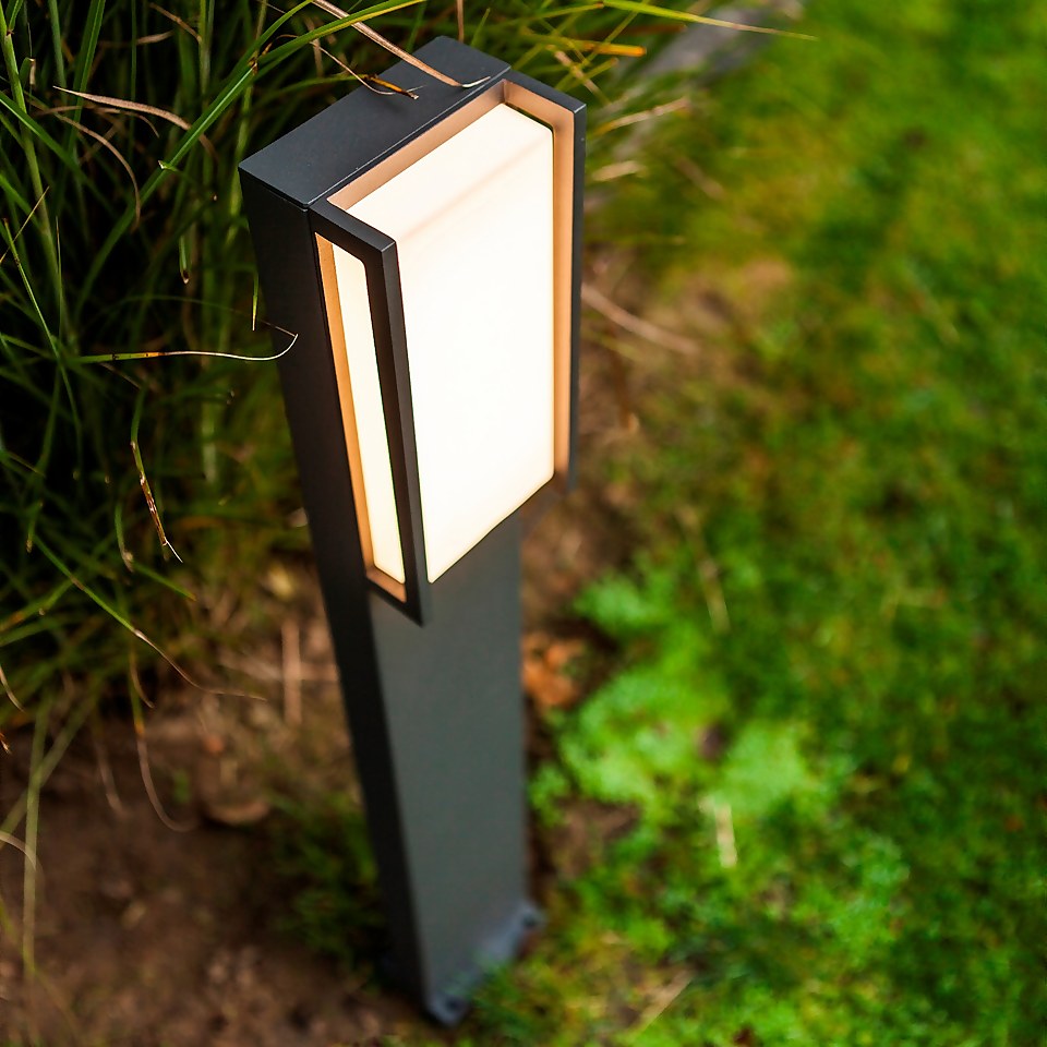 Lutec Qubo LED Outdoor Bollard Light - Anthracite