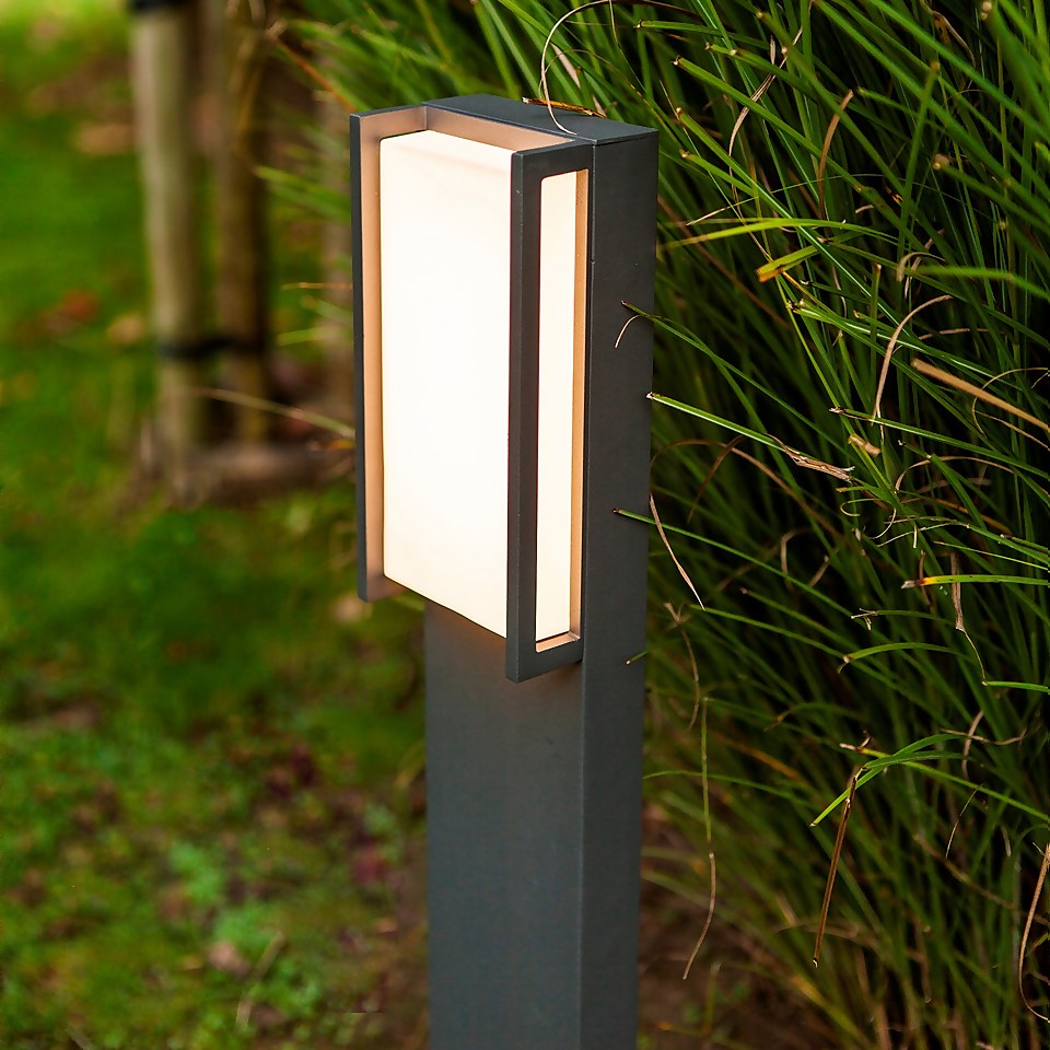 Lutec Qubo LED Outdoor Bollard Light - Anthracite