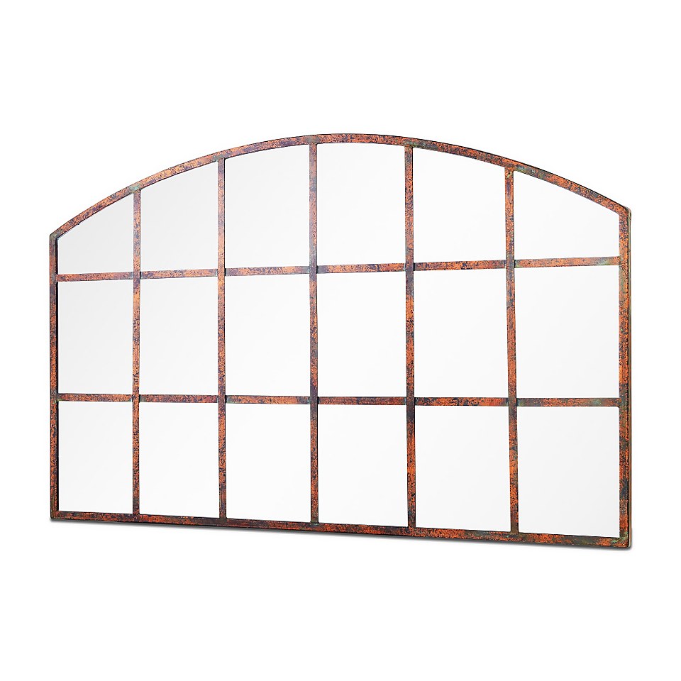 MirrorOutlet Metal Arched Decorative Window Garden Mirror 90x56cm