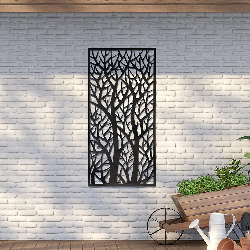 Amarelle Large Metal Tree Design Decorative Garden Screen - 120 x 60cm