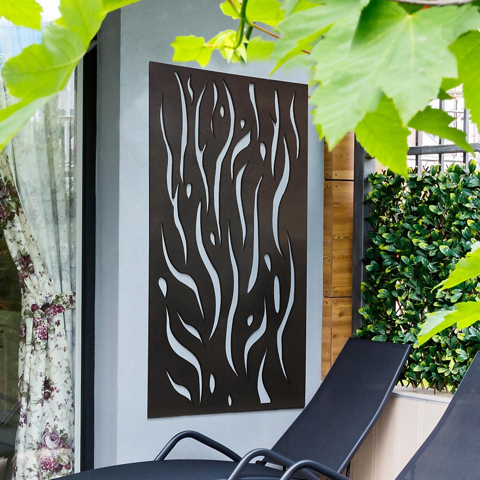Amarelle Large Metal Flame Design Decorative Garden Screen - 120 x 60cm