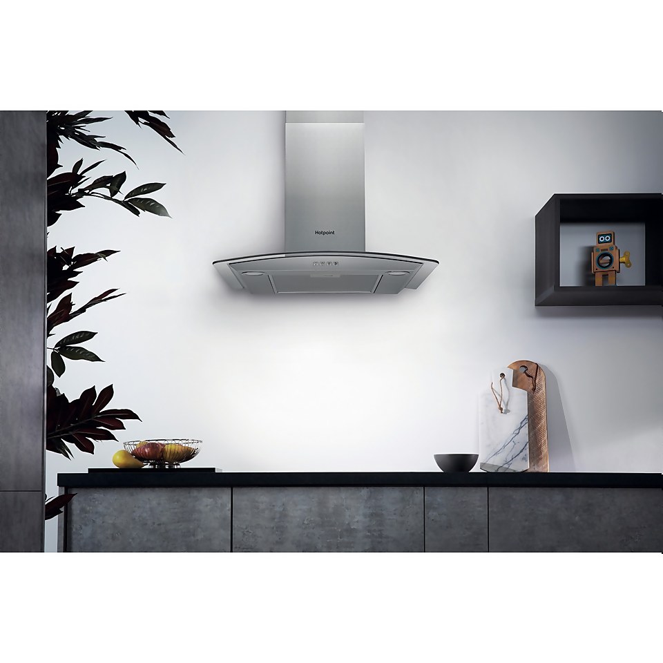 Hotpoint PHGC7.4FLMX 70 cm Chimney Cooker Hood - Stainless Steel