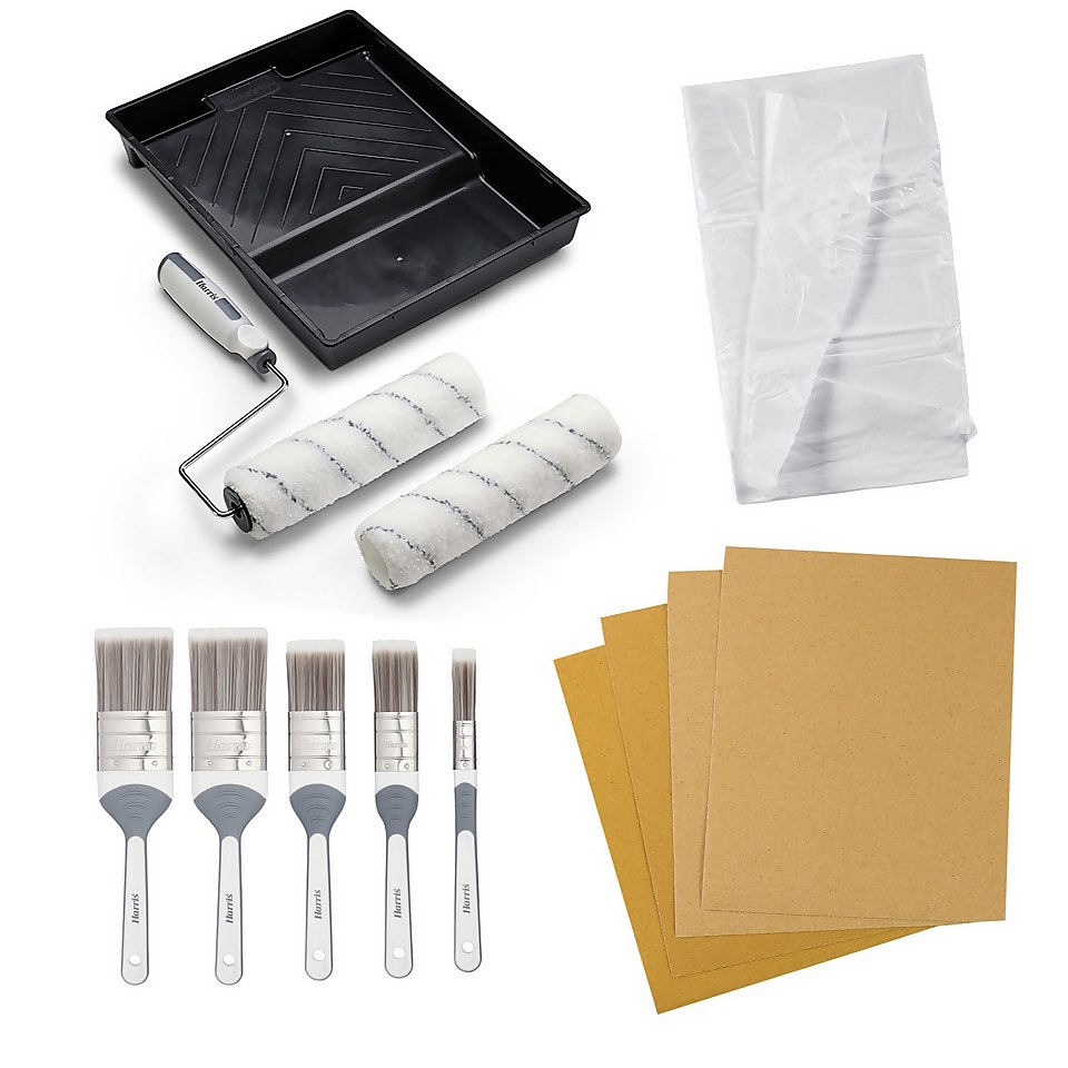 Harris Decorator Set Paint Brushes, Rollers, Sandpaper & Dust Sheet