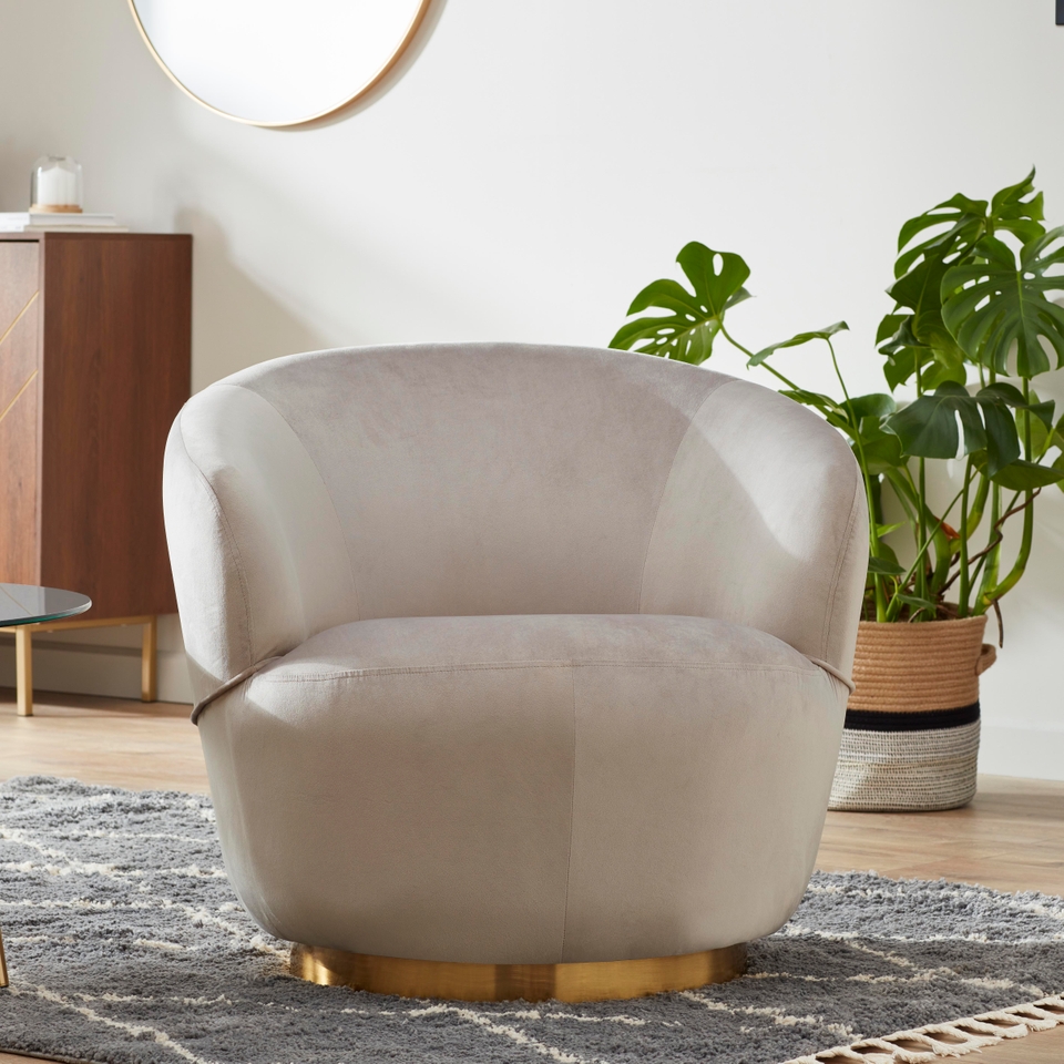 Roly Round Swivel Tub Chair Grey Homebase