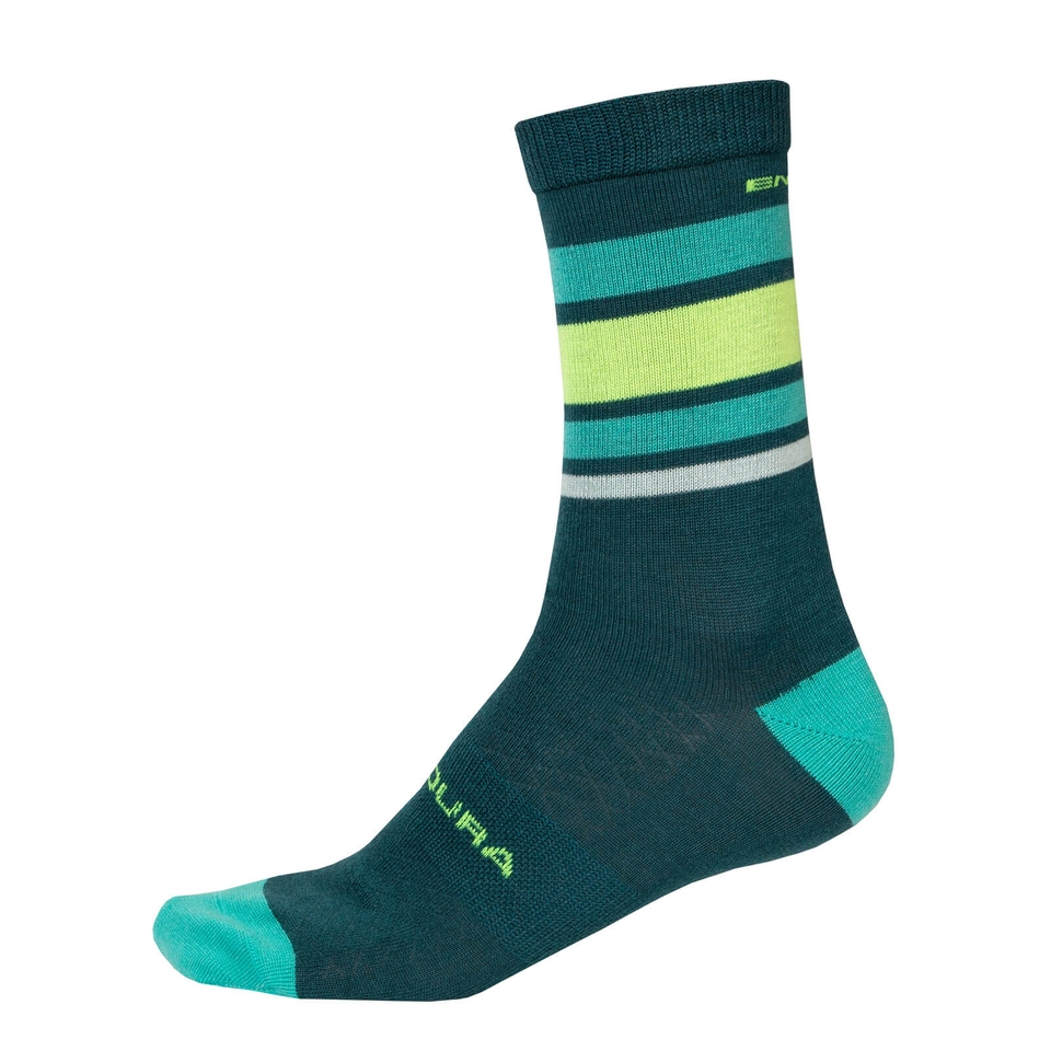 BaaBaa Merino Stripe Sock - Deep Teal