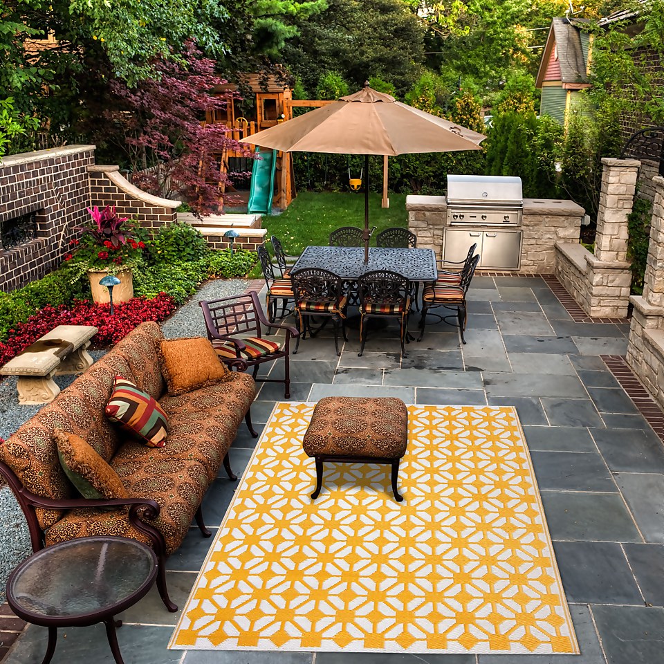 Homebase Outdoor Rug Mustard 120x180cm Homebase