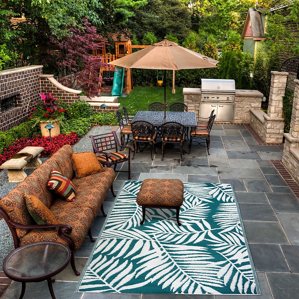 Homebase Outdoor Rug Teal 120x180cm Homebase