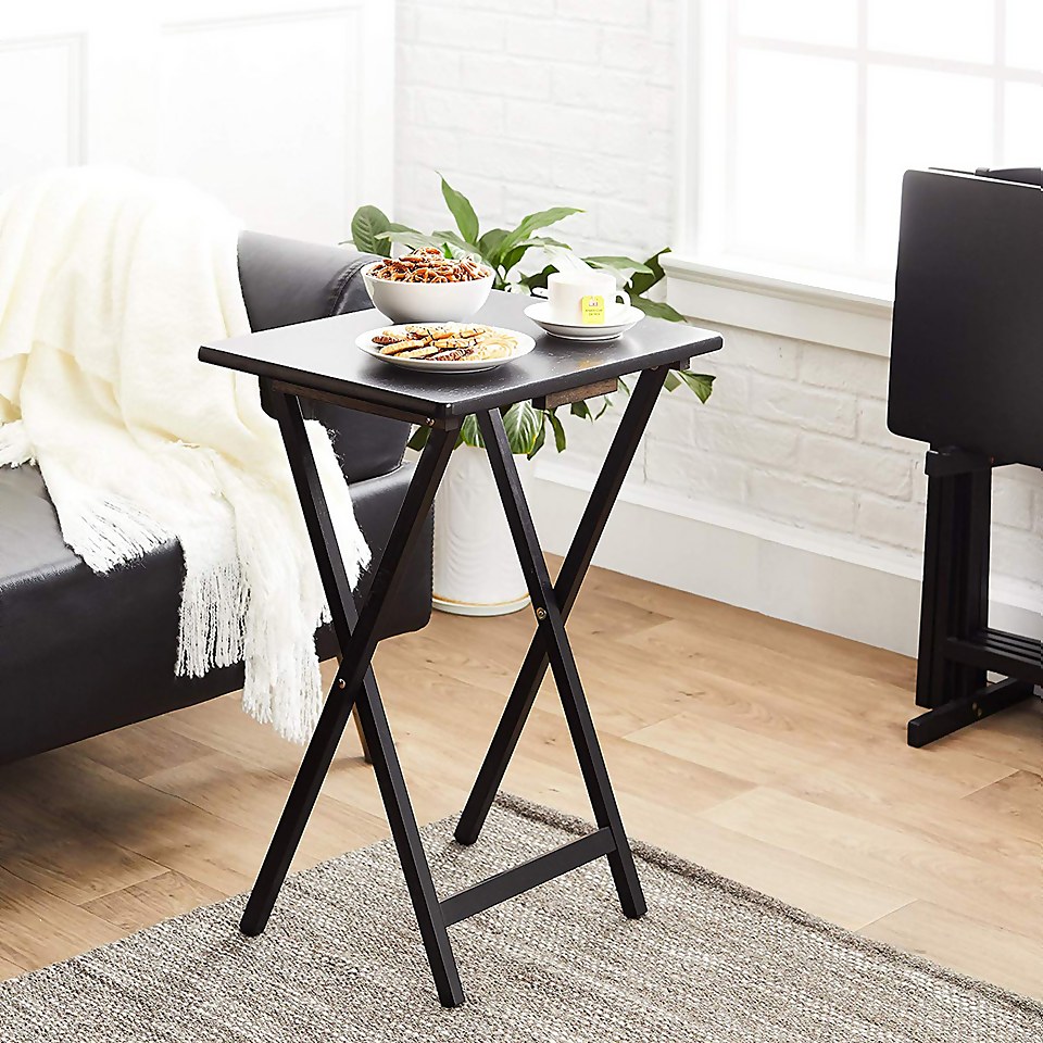 Wooden Folding Table - Black