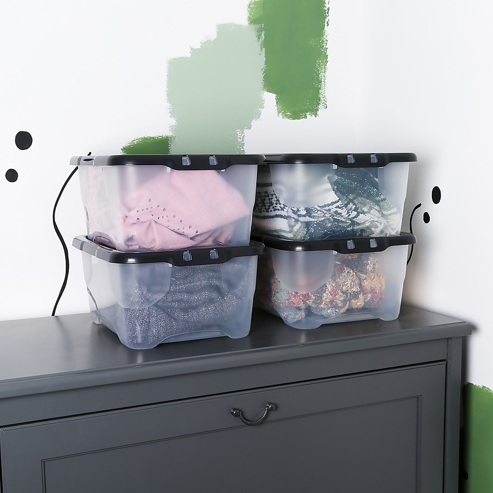 Pack of 4 Curve Storage Boxes - 10L