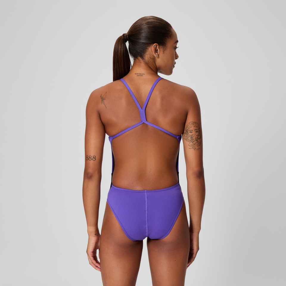 Women's Edge Splice One Back One Piece Black/Purple
