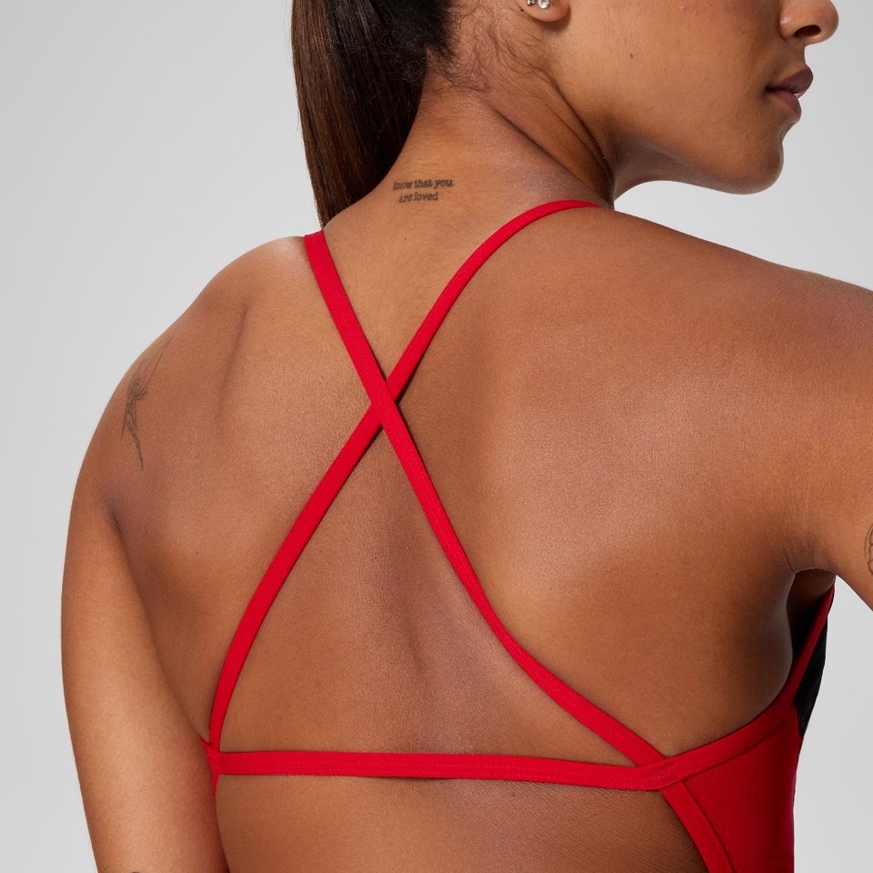 Women's Edge Splice Crossback One Piece Black/Red