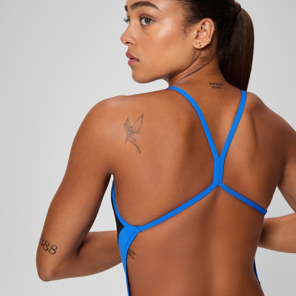 Monopièce Edge Splice One Back pour femmes, noir/bleu