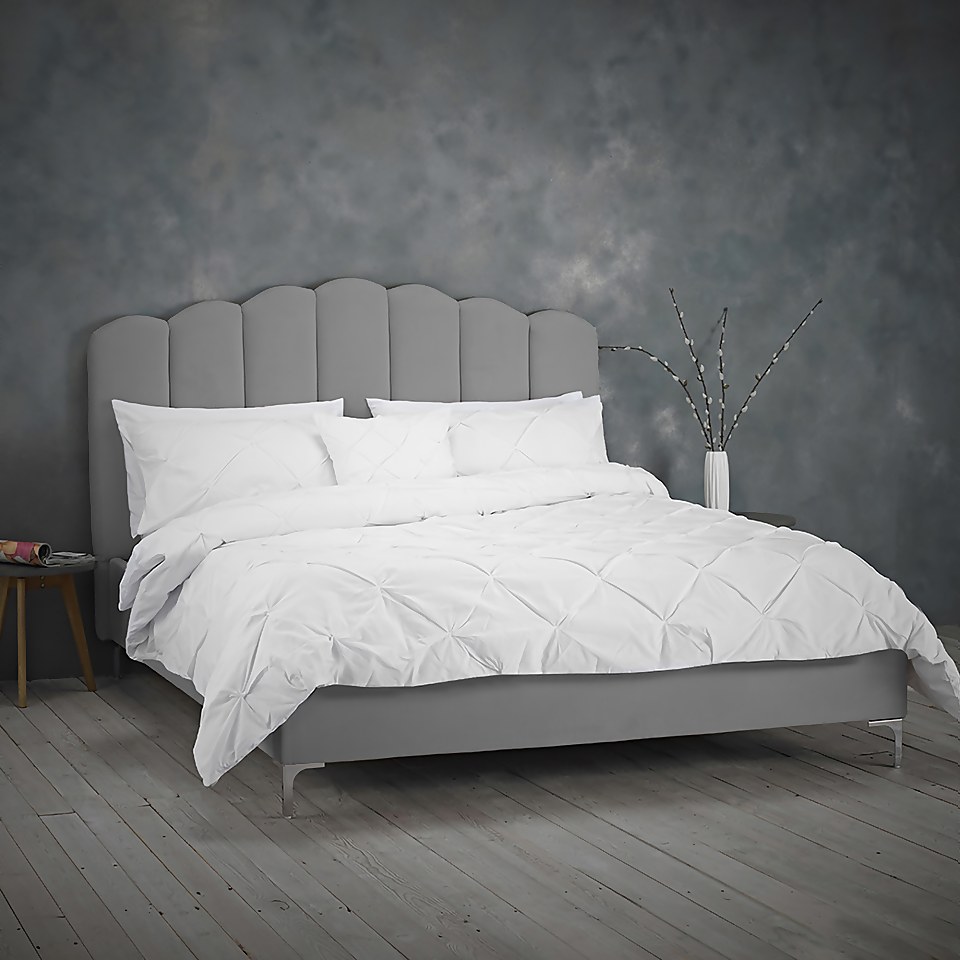 Willow Upholstered King Size Bed - Silver