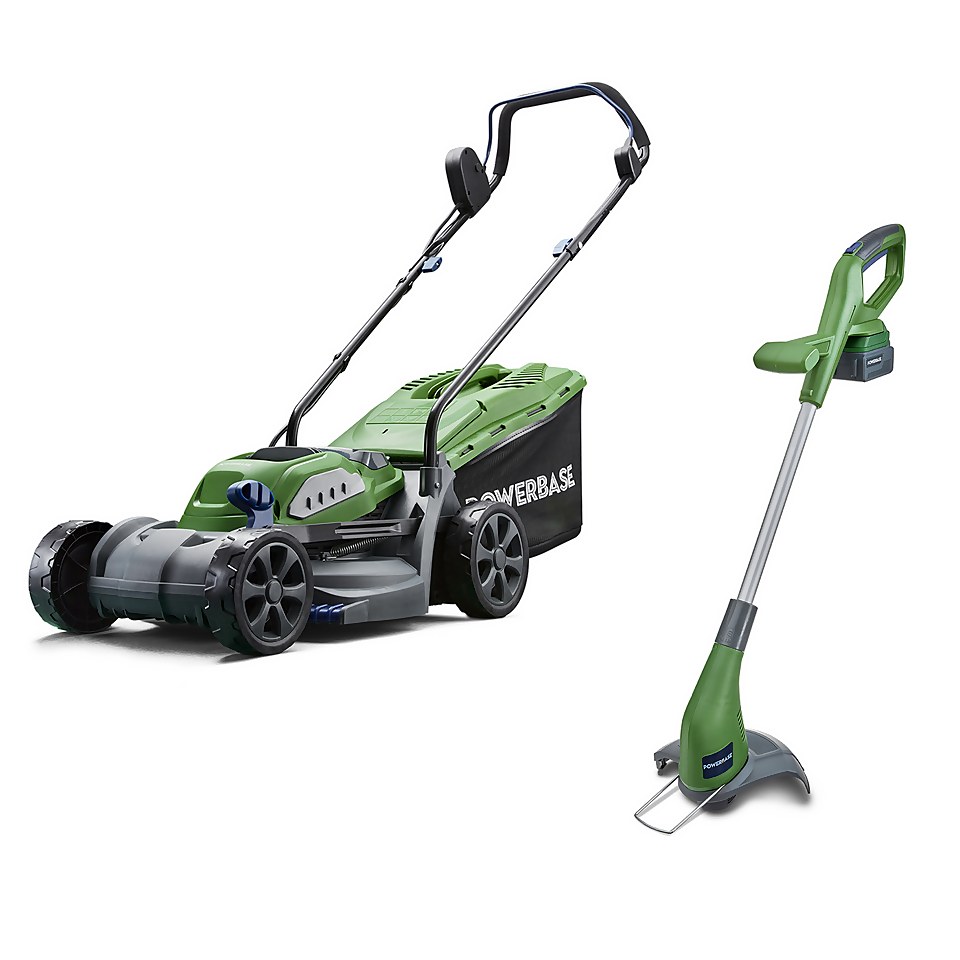 Powerbase 20V Cordless Lawn Mower & Trimmer Twin Pack - 25cm