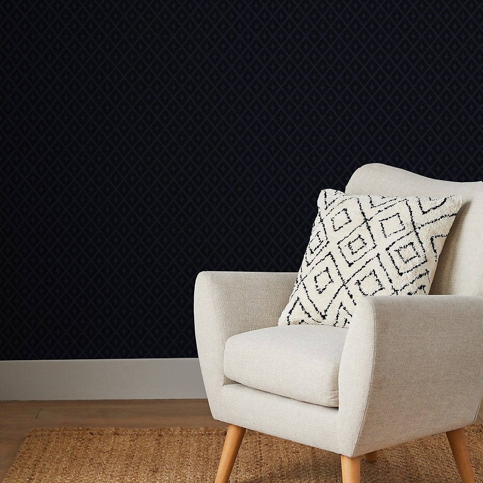Next Deco Triangle Mini Navy Wallpaper Homebase
