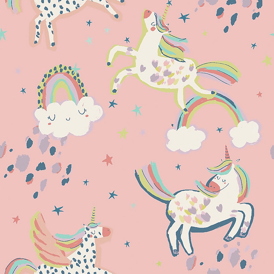 Next Party Unicorn Pink Wallpaper