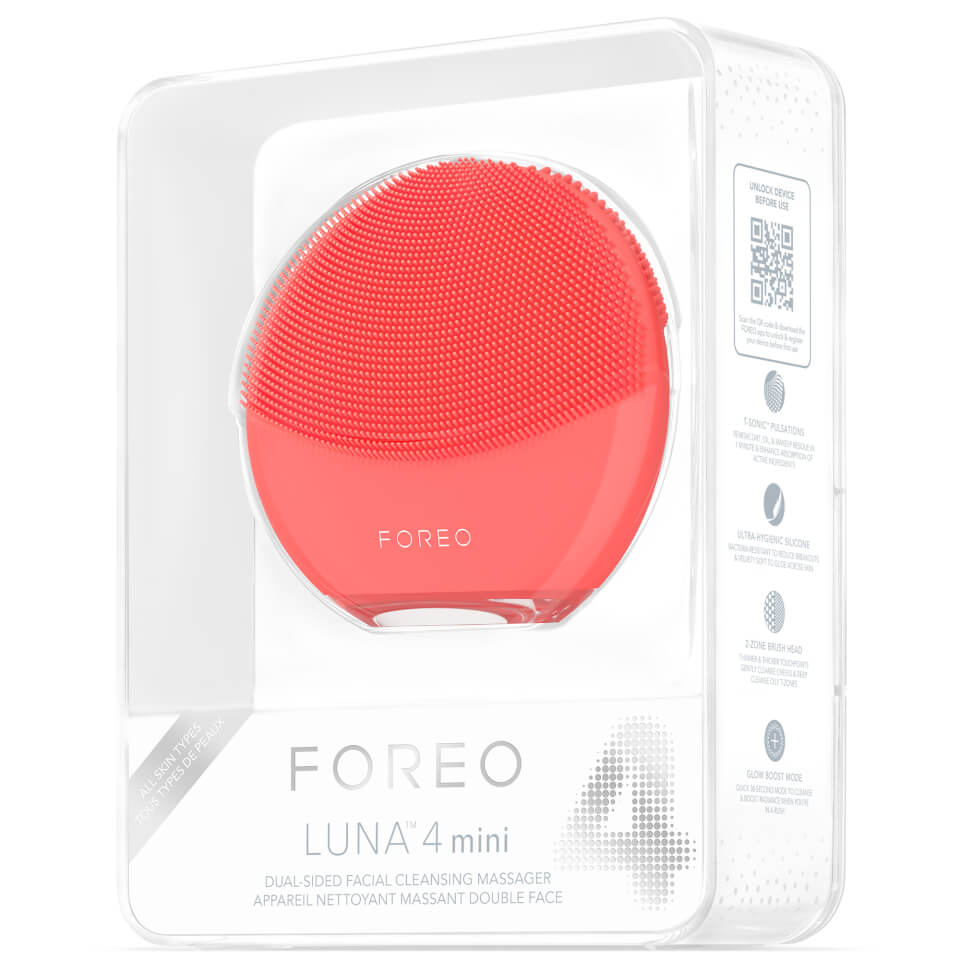 FOREO LUNA 4 mini Smart 2-Zone Facial Cleansing Device for All Skin Types - Coral