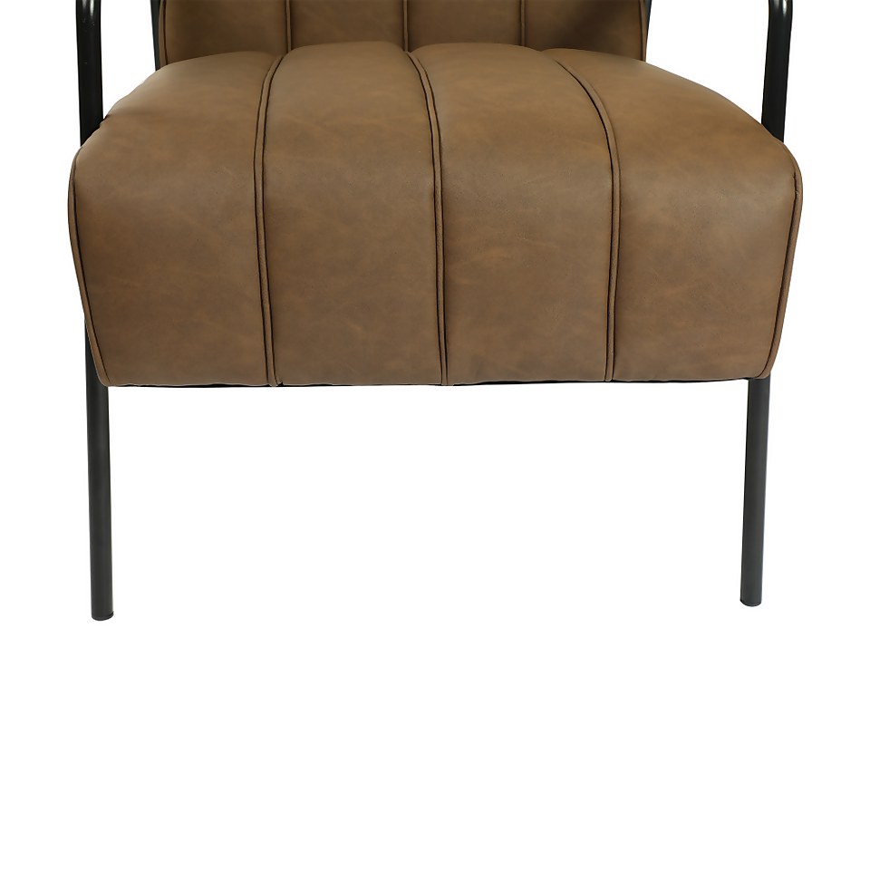 Peter Faux Leather Armchair - Brown