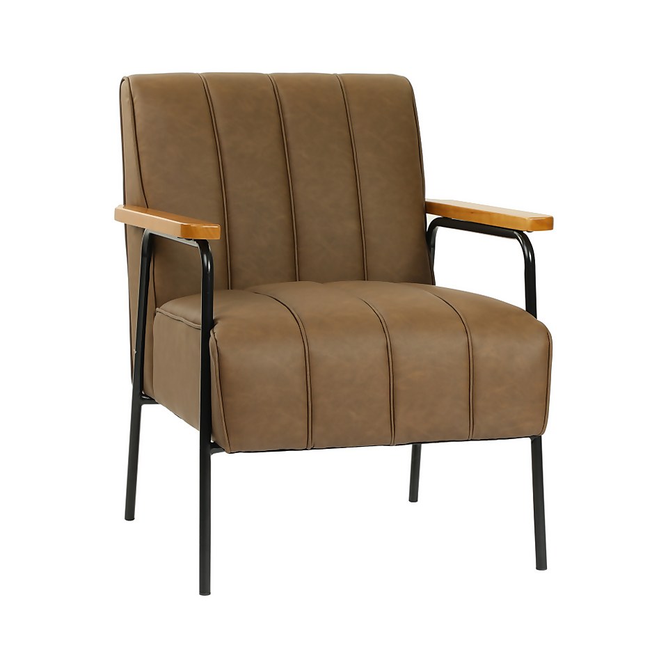 Peter Faux Leather Armchair Brown Homebase