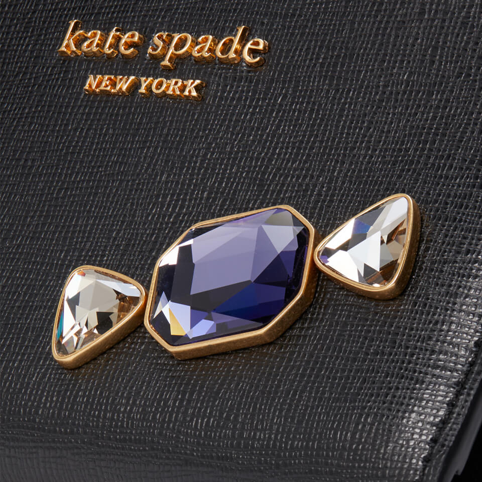 Kate Spade New York Women's Bonbon Stone Embellished Saffiano Small Slim Bifold Wallet - Black Multi