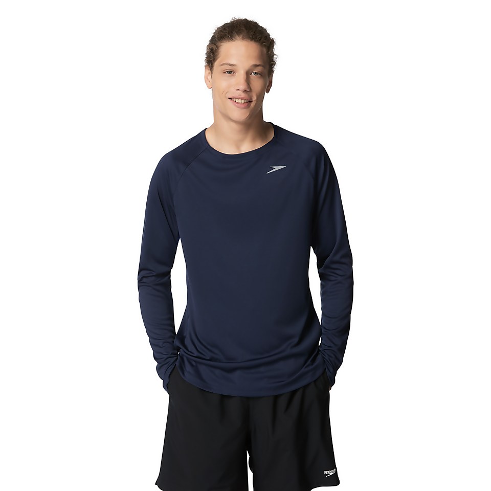 Maillot dermoprotecteur de bain manches longues Speedo pour hommes, bleu marine