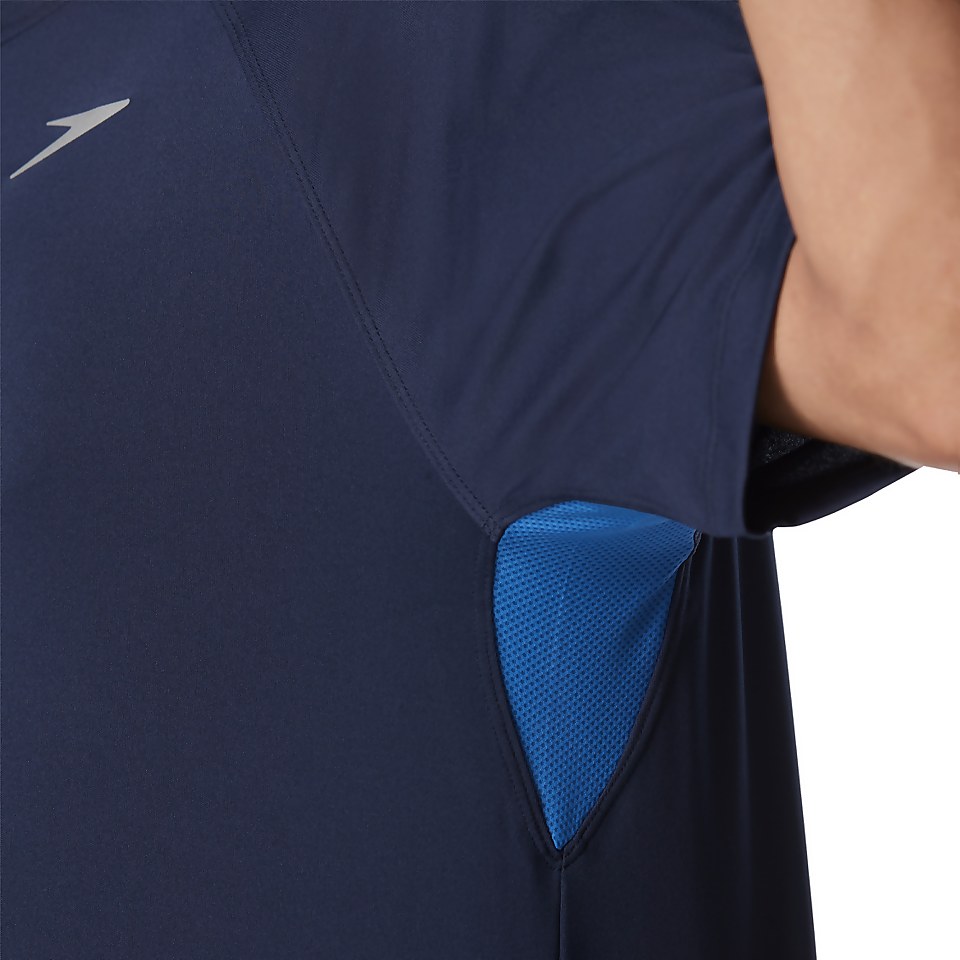 Men's Speedo Short Sleeve Swim Rashguard Navy