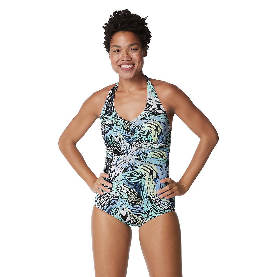 Women's Printed Halter One Piece Blue