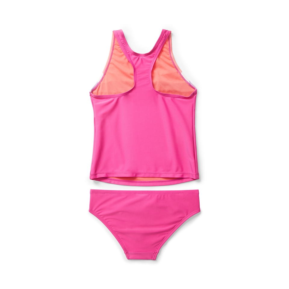 Girl's Solid Horizontal Splice Tankini Set Purple