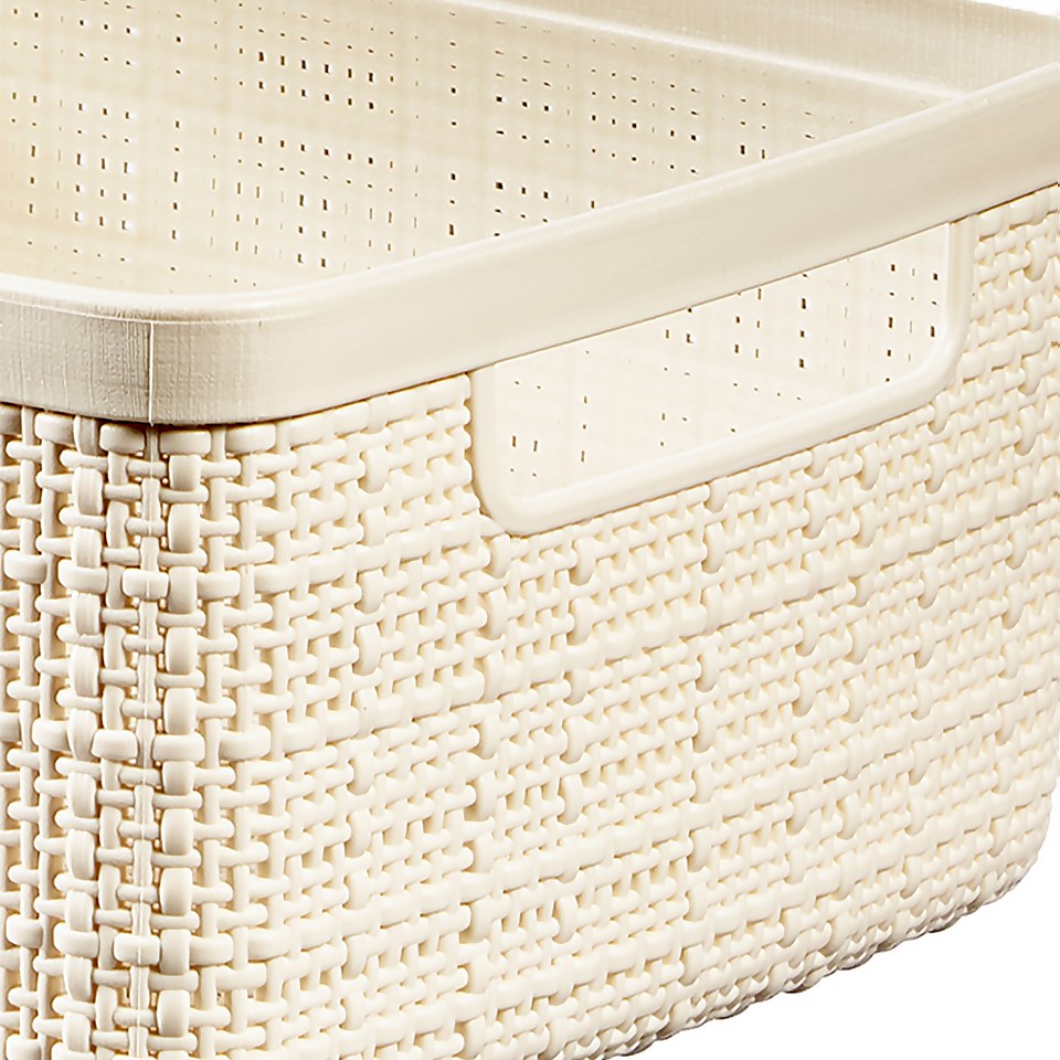 Jute Small Recycled Storage Basket - 5L White