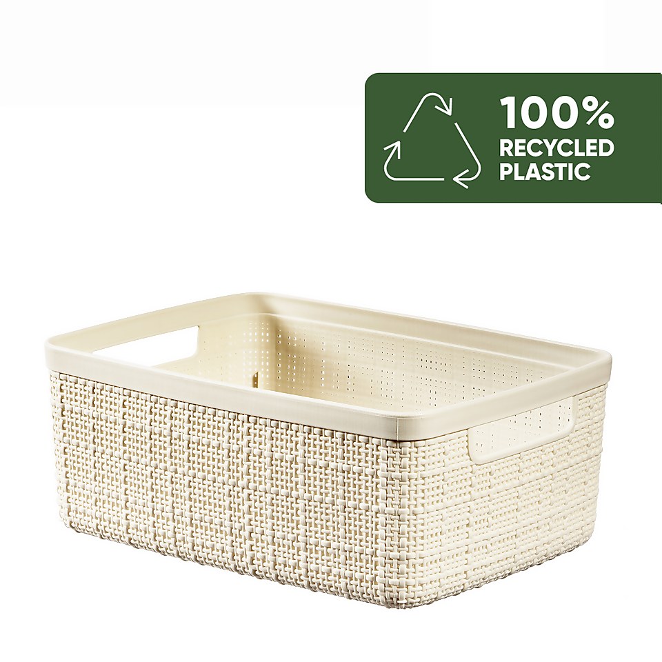 Jute Small Recycled Storage Basket - 5L White