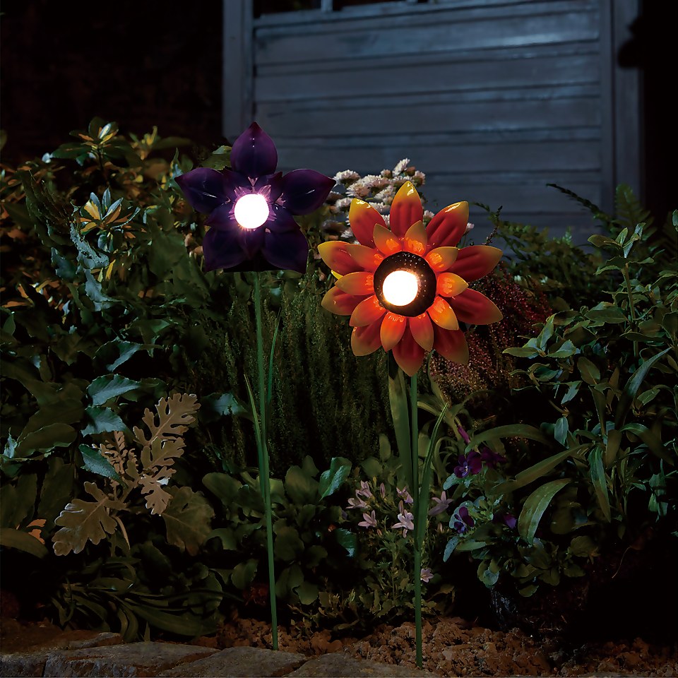 Homebase Edit Mini Flower Solar Stake Light (Assorted Colours)