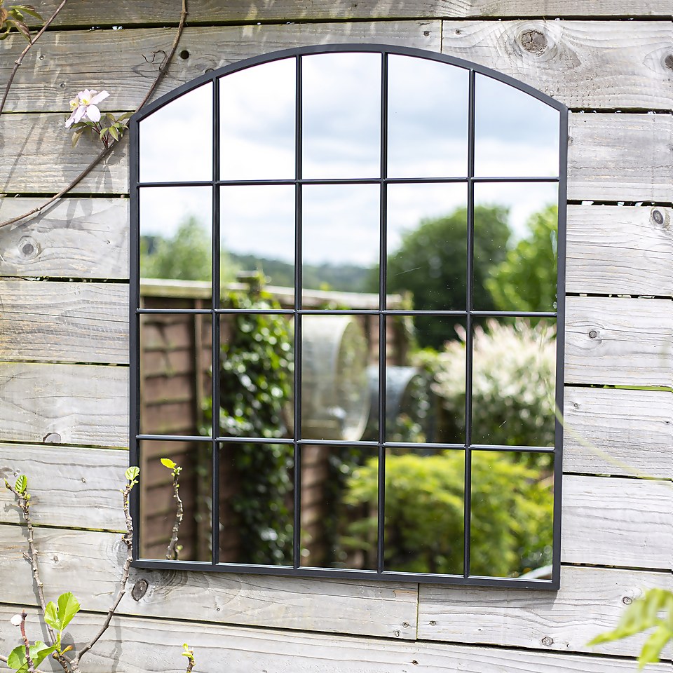 Black Industrial Arch Garden Mirror