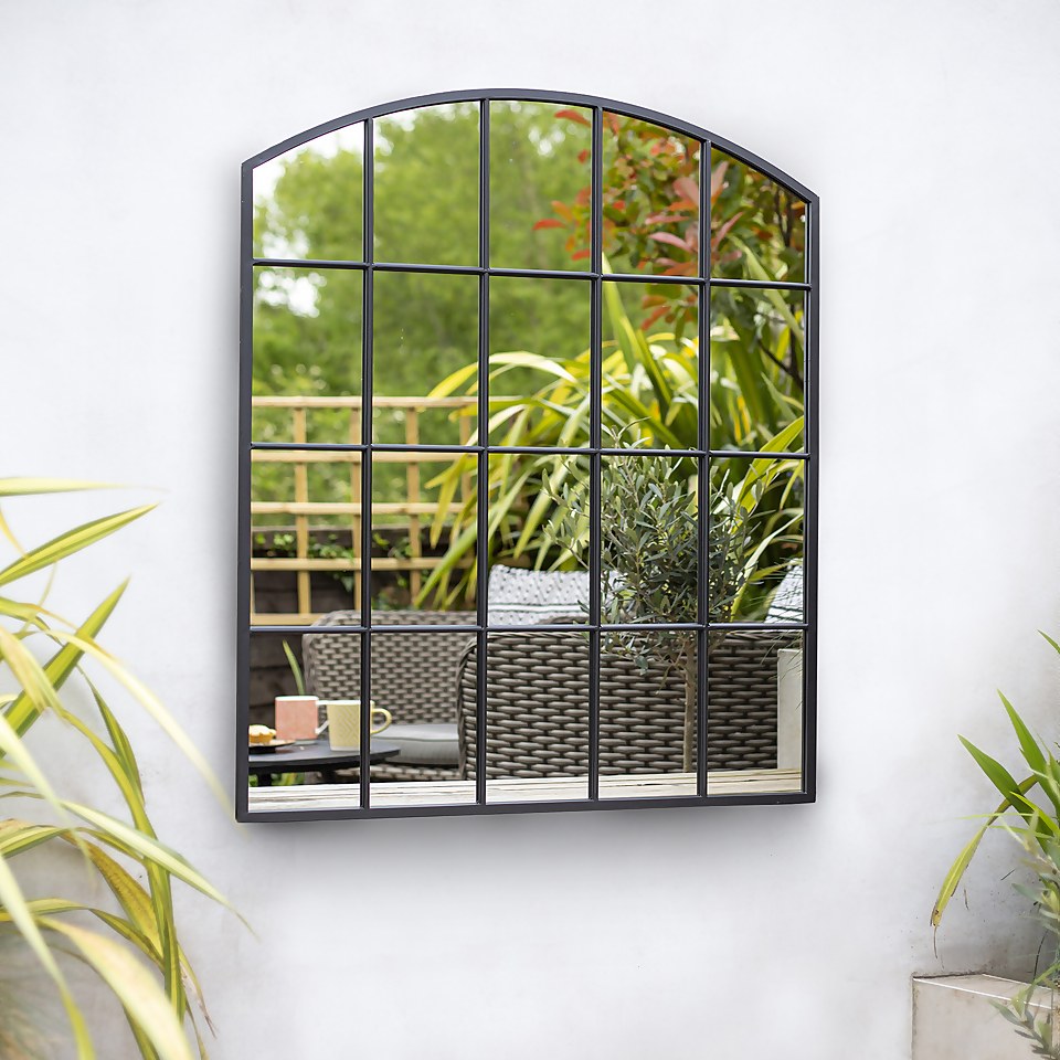 Black Industrial Arch Garden Mirror
