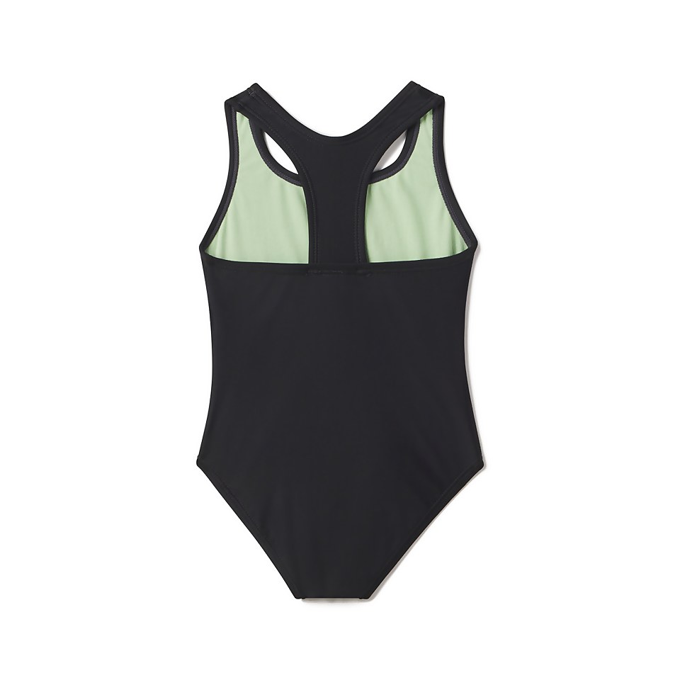 Girl's Solid Racerback One Piece Black