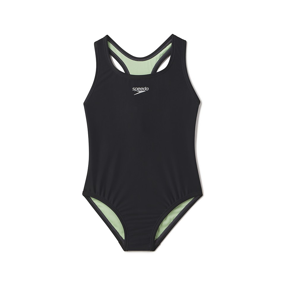 Girl's Solid Racerback One Piece Black