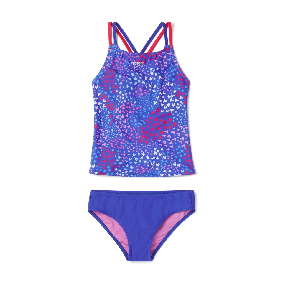 Girls Print Tankini Blue/Purple